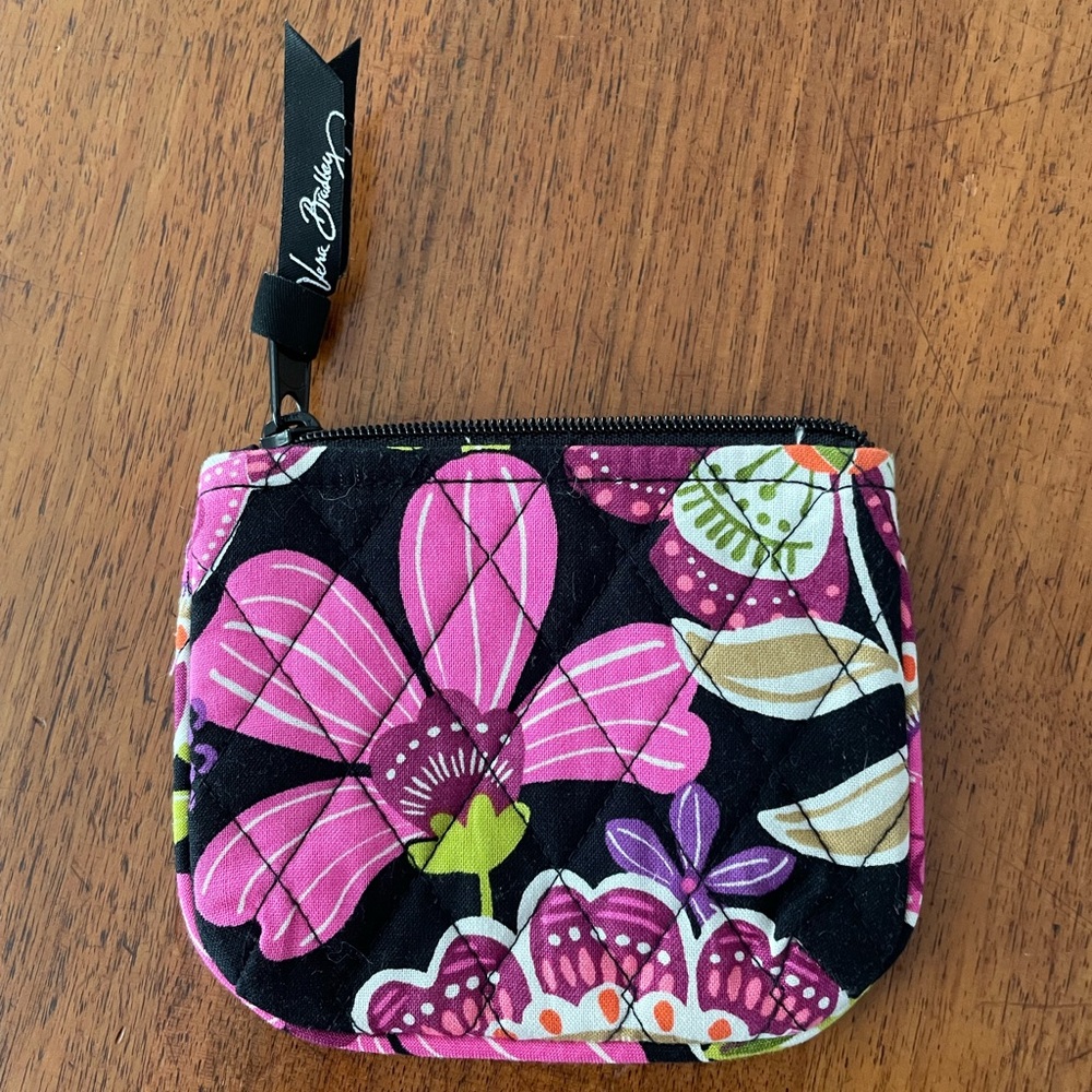 Vera Bradley Pink and Black Floral Coin Purse